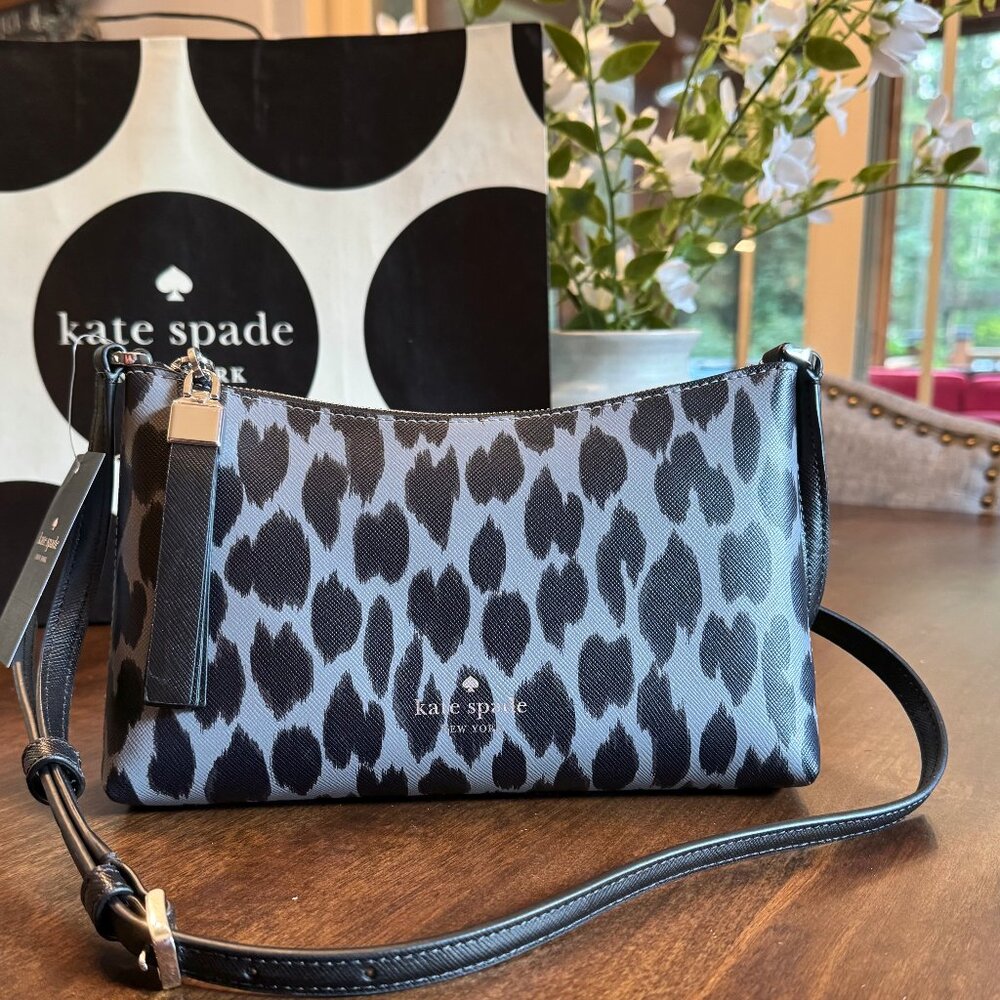 Kate Spade Sadie Crossbody Purse - Spotted Animal Print Grey Multi